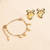 Golden Heart Bracelet And Earrings Combo For Women Online
