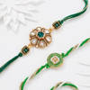 Gift Graceful Green Kundan Rakhis Hamper