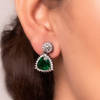 Green Stone And CZ Drop Earrings Online