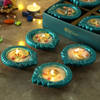 Hand Painted Clay Diya with Pearls (Set of 4)