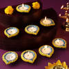 Hand Painted Clay Diyas - Set Of 8