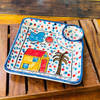 Gift Handpainted Ceramic Chip And Dip Platter - Square - Single Piece