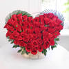 Heart Shaped Bouquet of 50 Red Roses in Basket Online
