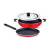 Jaipan Non Stick 2pcs Gift Set- Gold Series 2.6mm Dosa Tawa 250 mm + Kadhai 220 mm with Lid