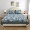 Jaipuri Cotton Floral Printed Blue Double Bedsheet Set