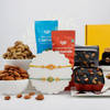 Kundan And Meenakari Rakhi Set Of 2 With Dry Fruits And Brownies Online