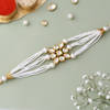 Kundan And Pearls Bracelet Rakhi