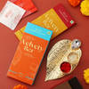 Leaf Shaped Bhai Dooj Tikka Thali with Chocolates Hamper Online