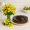 Lilies Bouquet with chocolate cheesecake