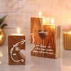 Buy Lord Ganesha Diwali Wooden 3-piece T-Light Stand