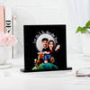 Love You To The Moon And Back - Personalized Caricature With Photo Frame