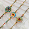 Gift Meena Rakhi Set of 3 With Dry Fruits