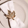 Gift Napkin Rings Set - Maple Leaf - Gold