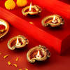 Gift Paisley Shaped Clay Diyas - Set of 8