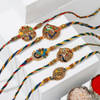 Peacock CZ And Meena Rakhi (Set of 5)