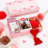 Personalized Anniversary Gift Box with Chocolate, Rose Candle & Heart Keychain