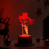 Personalized Divine Cross Christmas LED Lamp - Brown Base