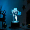 Gift Personalized Divine Cross Christmas LED Lamp - Brown Base