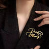 Gift Personalized Double Name Gold Brooch For Women