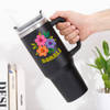 Gift Personalized Flowery Black Tumbler