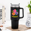 Personalized Flowery Black Tumbler
