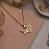 Gift Personalized Gold And Zircon Butterfly Pendant
