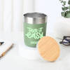 Gift Personalized Green Insulated Mug With Bamboo Lid