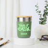 Personalized Green Insulated Mug With Bamboo Lid