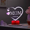 Personalized Love You Mom - LED Lamp - Wooden Finish Base