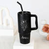 Buy Personalized Matte Black Floral Tumbler for Her