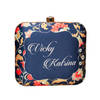Gift Personalized Navy Blue Satin Clutch
