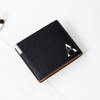 Gift Personalized PU Leather Black Bifold Wallet For Him