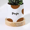Gift Personalized Puppy Ceramic Planter With Haworthia Plant