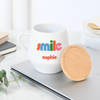 Gift Personalized Smile Ceramic Mug With Bamboo Lid