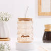 Buy Personalized Spiral Glass Tumbler With Bamboo Lid And Straw