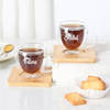 Gift Personalized Thermal Espresso Cups With Bamboo Coasters - Set Of 2