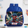 Personalized Warrior Caricature School Bag - Blue