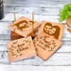 Personalized Wooden Coasters with Coaster Holder for Couples - Set of 4 Online