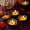 Gift Petals Shaped Clay Diyas - Set Of 8