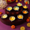 Petals Shaped Clay Diyas - Set Of 8