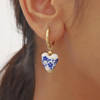 Porcelain Heart Gold Hoops
