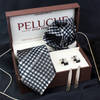 Premium Black Checkered Tie Set - Set Of 4 Online