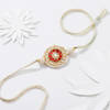 Gift Radiant Red And White Kundan Pearl Rakhi
