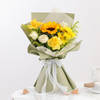 Buy Radiant Sunflower Bouquet with Yellow & White Roses