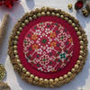 Gift Rangoli - The Copper Beaded Gathered Pink And Bottle Green Navratna - Single Piece
