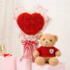 Red Baby's Breath And Teddy For Valentine's Day