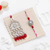 Buy Red Elegance Kundan & Pearl Rakhi Set for Bhaiya Bhabhi