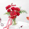 Red Roses & Dahlia Vase Arrangement