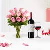 Refined Red Wine And Rose Bouquet Combo