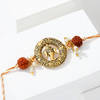Gift Rudraksha Beads And Ganesha Rakhi With Besan Laddoo